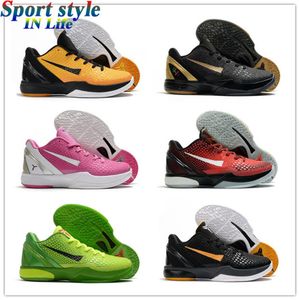 новые рождественские баскетбольные туфли оптовых-2021 Новое прибытие Высококачественная кожа Mamba Spirit Все звезды Рождество VI Баскетбольные туфли для мужских спортивных кроссовки мода