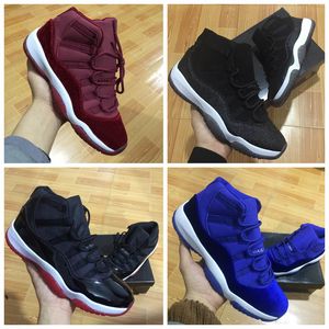 Top Quality Women Men Basketball Shoes high cut Jumpman Velvet Heiress red blue Cool Grey Suede Spaces Jams S XI Sports th Anniversary Bred Size