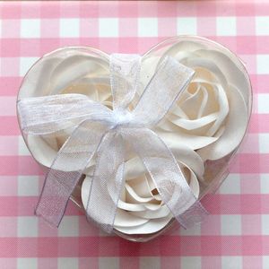 caja de pvc rosa al por mayor-Forma de corazón Jabón de rosa PVC Caja de PVC Papel de flores hecho a mano Papel de flor Papel Rose Valentines Día Fiesta de cumpleaños Regalos V2