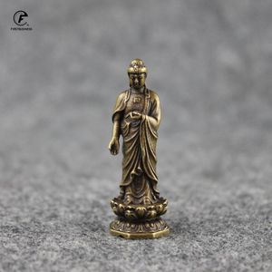 Decoratieve objecten Beeldjes Antiek Messing Boeddha Sakyamuni Standbeeld Home Decoraties Craft Accessoires voor Woonkamer Koper Pocket Orname