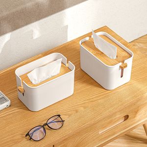 einfaches papier großhandel-Bambus Tissue Box Bevorzugung Floating Deckel Hub Zeichnen Papier Handtücher Boxen Kreative einfach zu Nehmen Toilettenpapiere Lagerung Home Desktop Dekor