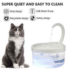 2L Fountain LED Pet Cat Feeder Blue Light USB Powered Automatic Water Dispenser Drink Filter för Cats Dogs Pet Leverantör