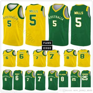2019 VM team Australien basketsträngar Patty Mills Aron Bays Matthew Dellavedova Andrew Bogut Anpassad tryckt skjorta