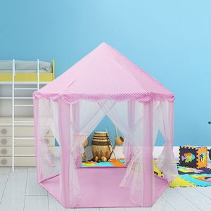 DHL Baby Shelters Dzieci Kryty Tiul Sześciokątny Dekoracje Księżniczka Placess Play Namiot Dollhouse Różowy Niebieski Kolory