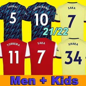 21 Saka Ødegaard Hem Röd fotboll Jersey Nicolas Away Yellow Football Shirt Guendouzi Smith Rowe Thomas Kids Kit Uniforms