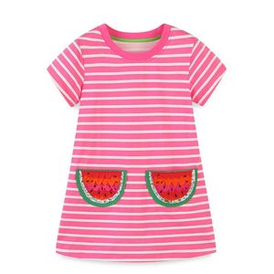 Girl s Dresses Jumping Meters Stripe Summer Baby Clothes Watermelon Embroidery Cute Cotton Kids Girls Children s Costume