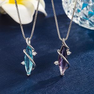 Pendant Necklaces Luxury Fashoin Graceful Irregular Design Crystal Necklace Purple Blue Color For Women Jewelry Accessories