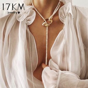 завязанные жемчужины оптовых-17km Винтажные ожерелья для женских модных многослойных оболочек Узел жемчуга цепи ожерелье