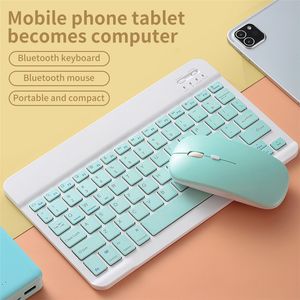 combo bluetooth de teclado y mouse al por mayor-Teclado inalámbrico Mini Tablet para iPad Mouse Combo Mute Wireless Bluetooth Teclado Android iOS Windows