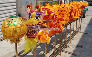 Dragon Costume Yellow Maat m Kid Folk Zijde Parad Smart China Mascotte Performance Decor Game Sport Orgels Toy Holiday Christmas New Year Party Stage Outdoor