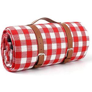 Utomhus kuddar picknick filt lager handy vår sommar röd och vit rutig filt bra för strand camping