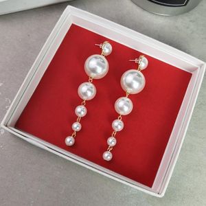 yellow pearl earrings toptan satış-Saplama Marka Sarı Altın Renk Moda Mücevherat Kadın Inciler Küpe Su Parti En Kaliteli Damla Çalışan Takı