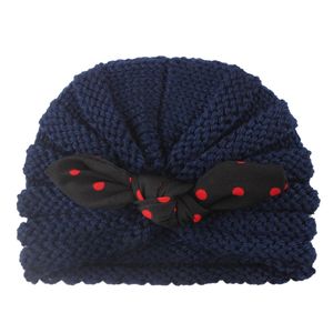 Wholesale turban baby hat for sale - Group buy 2021 Autumn and winter Acrylic Newborn Baby hat Boy and Girl Turban Beanie Hat Solid Color dots print bowknot Sleep Cap Toddler Photo Props