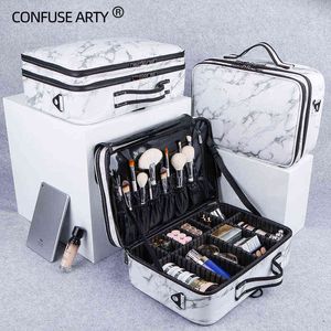 Marmeren Patroon Cosmetische Tas Grote Capaciteit Professionele Reisopslag Wenkbrauw Makeup Tool Case
