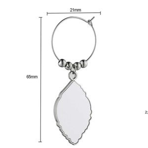 DIY Blank Sublimation Alloy Wine Glass Charms Marker Stemware ID Hoop Tags Party Cup Rings Heat Thermal Transfer Print Designs RRF12492