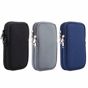 Wholesale cloth cases resale online - Universal inch Nylon Cloth Neoprene Hip Zipper Pouch Cases For Iphone Pro Max Samsung S21 Note Ultra S20 FE Huawei P50 P40 LG G7 Clip Belt With Neck Strap