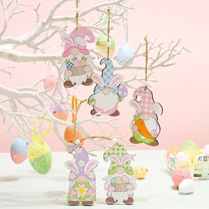 ahşap dize toptan satış-Parti Malzemeleri Paskalya Bunny Ahşap Gnome Asılı Süsler Tatil Süslemeleri Dizeleri ile Ev Stilleri RRB13438
