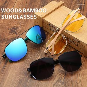 ahşap vizyon toptan satış-El yapımı ahşap havacılık güneş gözlüğü erkekler polarize gece görüş gözlük kadın bambu ahşap sürüş gözlüğü