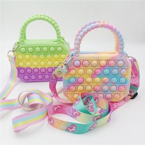 игрушечный кремнезем
 оптовых-Hot Fashion Fidget Toys Push Bubbles Toy Toy Coinse кошелек женская сумка кремнезема простые простые скрещивания для девочек