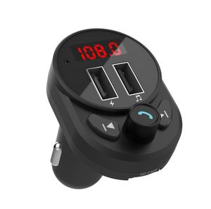 adaptador de coche sd al por mayor-Transmisor de FM Bluetooth DUAL USB Cargador de coche Kit de manos libres Adaptador de radio Soporte Tarjeta SD U Reproducción de discos