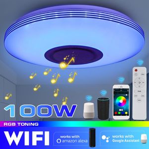 wifi-deckenleuchte. großhandel-Deckenleuchten W Wifi App Intelligent Control Modern RGB LED LED Home Beleuchtung Bluetooth Music Schlafzimmer Smart Lampe