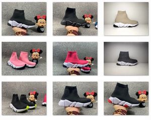 Wholesale toddler girls winter shoes for sale - Group buy Kids Speed Trainers Kid sock Trainer New Toddler Infant Baby Shoes Neon Black White Red Blue Pink Boys Girls Children Winter designer boot Sneakers Size C Y