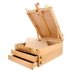 Waco Bordsskydd Premium Beechwood Sketchbox för målning lådor Träartist Skrivbord Förvaringsväska Bekväm och bärbar att bära