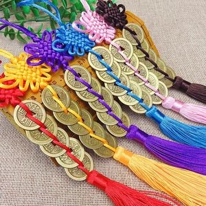 Wholesale lucky coin charms for sale - Group buy Chinese Knot Keychain Lucky Charm Ancient Coin Copper Coins Five Emperor Money Pendant Decoration Car Accessories