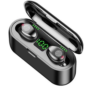 TWS F9 Trådlösa hörlurar Sport Bluetooth Hörlurar Touch Mini Earputs Stereo Bass Headset med MAH Laddningsfall Power Bank