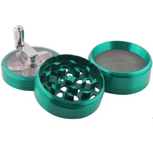 Hand Crank Tobacco Herb Smoking Grinder Layers mm Large Zinc Alloy Grinders Cigarette Spice Crusher With Handle Sharpstone LLF8602