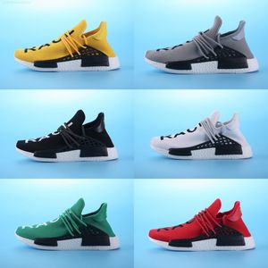 pharrell i̇nsan yarışı ayakkabı satılık toptan satış-Orijinal Pharrell Williams İnsan Yarışı Koşu Ayakkabıları Koşucu Erkekler ve Kadın Eğitmenler Sneakers Kırmızı Siyah Sarı Online Satış