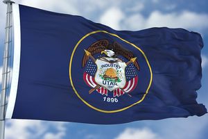 usa flags for sale toptan satış-Utah bayrağı x90 cm Kaliteli toptan uçan asılı polyester baskı ABD devlet bayrakları afiş x5ft satılık