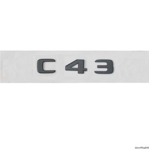 c43 amg. großhandel-Neueste Matte Black ABS Heckkofferbuchstaben Abzeichen Badges Emblem Embleme Aufkleber Aufkleber für Mercedes Benz C Klasse C43 AMG