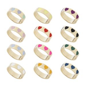 Wholesale stackable wedding ring set resale online - Wedding Rings Colorful Heart Ring Alloy Set For Women Girl Couple Cute Love Plain Stackable Finger