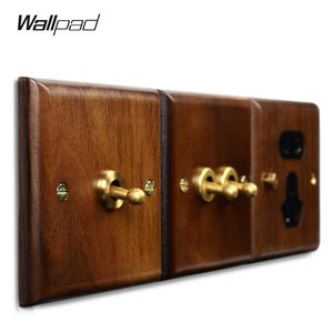 Wholesale tv rj45 for sale - Group buy Smart Home Control Wallpad Z8 Real Wood Gang Brass Toggle Wall Switch EU French Socket USB Charger RJ45 CAT6 TV Satellite Dimmer