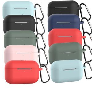 Headphone Accessories Thick Liquid Silicone Cases Waterproof for Apple AirPods Pro with Metal Buckle Colors Optional Earpbuds Case