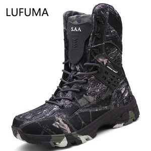 camouflage hiking boots toptan satış-Su geçirmez Erkekler Taktik Askeri Botlar Çöl Botları Yürüyüş Kamuflaj Yüksek Üst Çöl Erkek Botları Moda İş Erkek Ayakkabı