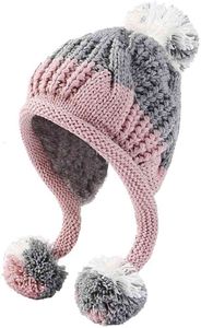 Beanie Hats HUAMULAN Women Winter Peruvian Beanie Hat Ski Cap Fleece Lined Ear Flaps Dual Layered Pompoms