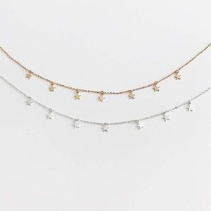 Star Choker kettingen sieraden schijf munt hanger handgemaakte eenvoudige k vergulde zilver delicate sierlijke sterren en kraal ketting chokers
