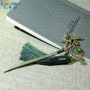 Wholesale bun style for sale - Group buy Bookmark Chinese Style Hairpin Original Handmade Metal Hair Bun Tassel Bookmarks Fringed M126