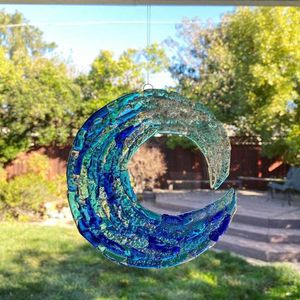 Decorative Objects Figurines Exquisite Wall Art Ocean Decoration Craft Acrylic Blue Sea Wave Hanging Ornament For Home Room