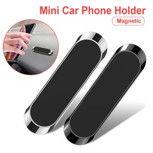 Wholesale phone wall stand resale online - Magnetic Car Phone Holder mini Strip Paste Stand For Samsung Xiaomi Wall Zinc Alloy Magnet GPS Car Mount Dashboard