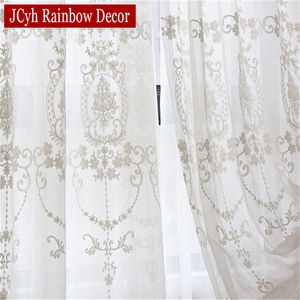 cortina de tela blanca pura al por mayor-Cortina bordada tul de tul S para la sala de estar Europea Voile Sheer Window Dormitorio Telas de encaje Drapes