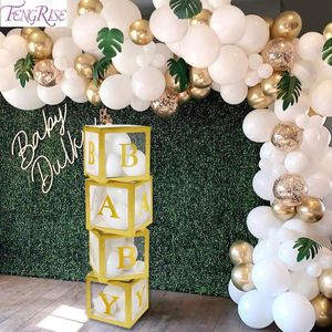 Sashes guld alfabet transparent låda baby shower dekoration dop första födelsedagsfest dekor boy girl gåvor leveranser