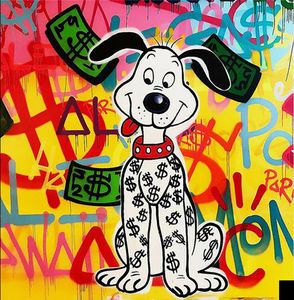 cute pictures toptan satış-Sevimli Köpek Yağlıboya Tuval Üzerine Ev Dekor El Sanatları HD Baskı Duvar Sanatı Resim Özelleştirme Kabul Edilebilir