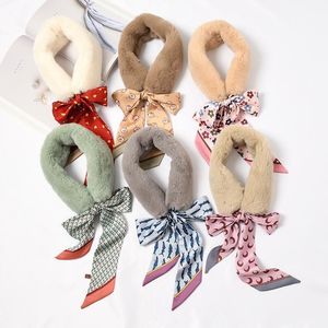Wholesale print knits for sale - Group buy Scarves Streamer Warm Plush Scarf Women Winter Korean Of Leopard Print Fur Collar Ribbon Knitted Fluffy Fashion Shawl