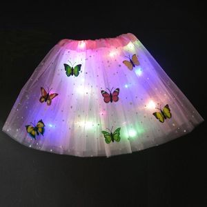 Party Decoration Princess Girls LED Light Butterfly Tutu Skirt Neon Glow Luminous Fancy Dress Wear Christmas Xmas Year Birthday Gift