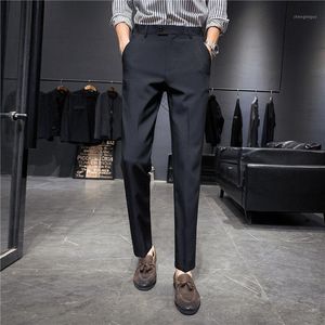 Męskie spodnie Moda Biznes Dress Panki Męskie Solidne Kolor Biuro Social Wedding Garnitur Casual Streetwear Slim Fit Man Proste Spodnie