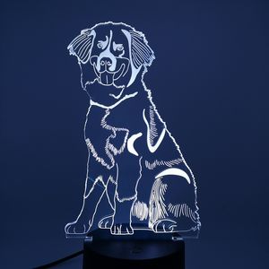 ingrosso luci di montagna-Creative D Night Lights Acrilico Desktop Desktop LED Nightlight con RGB Colore Regalo di vacanze Decorative Bernese Mountain Dog Dog Camera da letto
