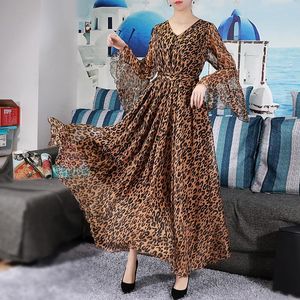 Wholesale wedding guest dresses for summer for sale - Group buy Casual Dresses Bell Sleeve Bohemian Leopard Print Chiffon Long Plus Size Summer Wedding Guest Beach Holiday Maxi Dress Bridesmaid Sundress
